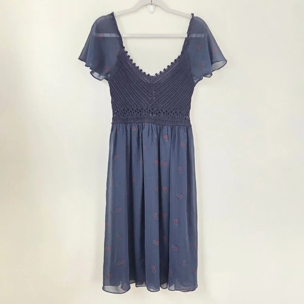 Free People Wildflowers Crochet Bodice Dress Med